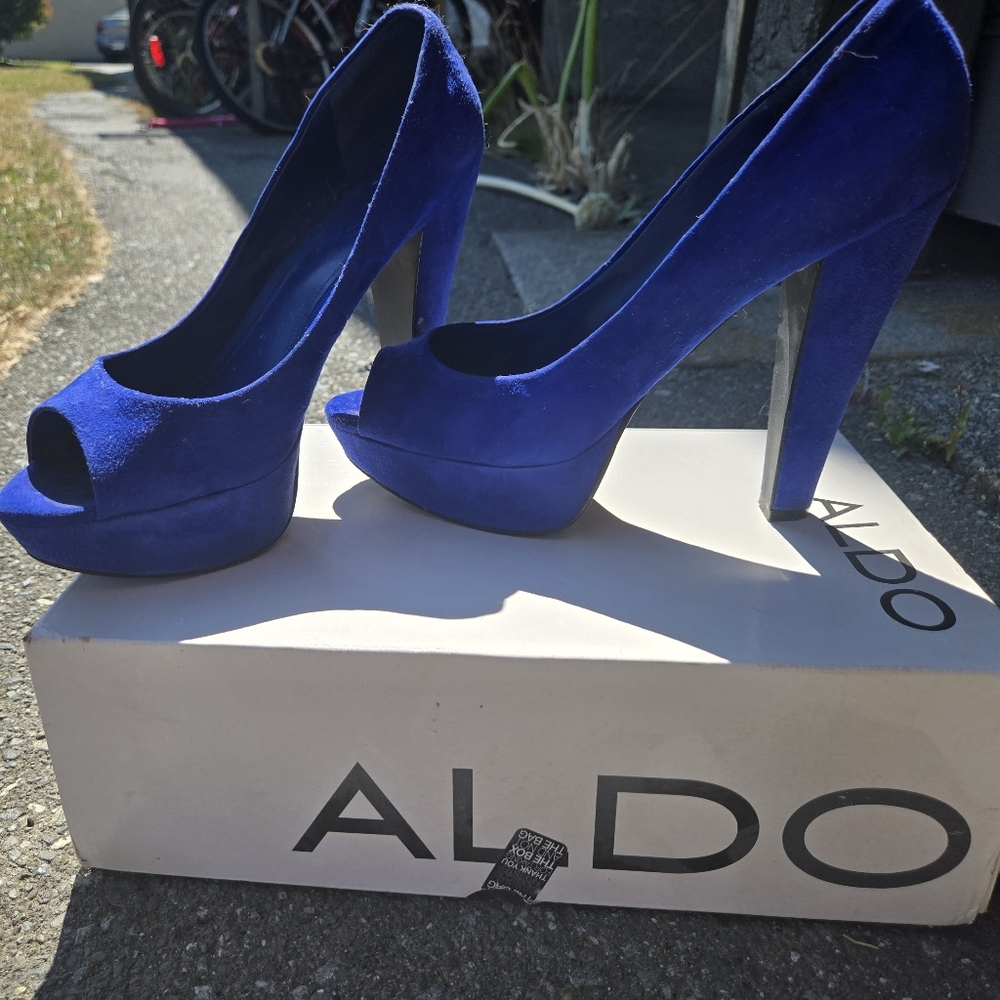 Aldo Women's Blue Peep-Toe Heels